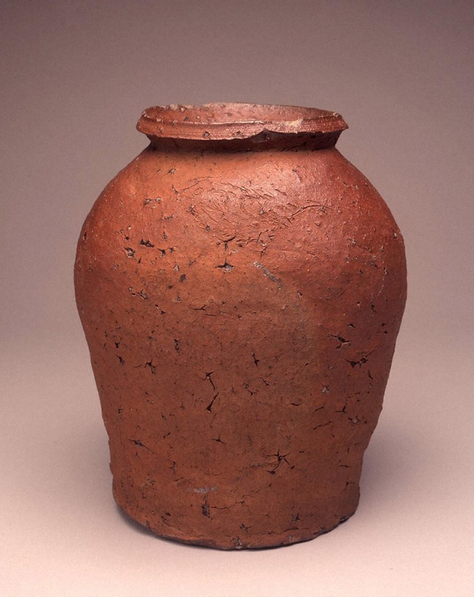 陶器の壺 滴り模様 茶色飾り壺 胡麻だれ 工芸品
