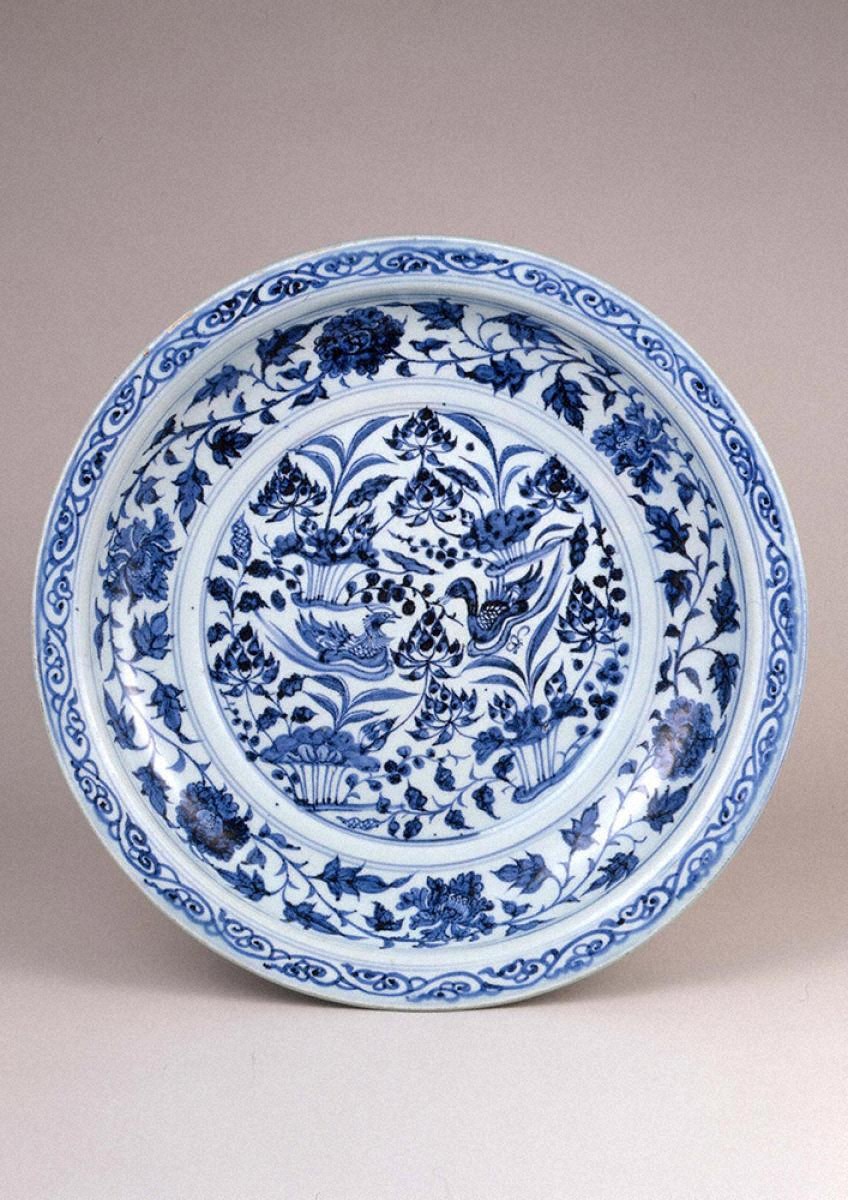 中国美術 青花人物画 台皿 直径15.2㎝ タトサ 東な7-0302①